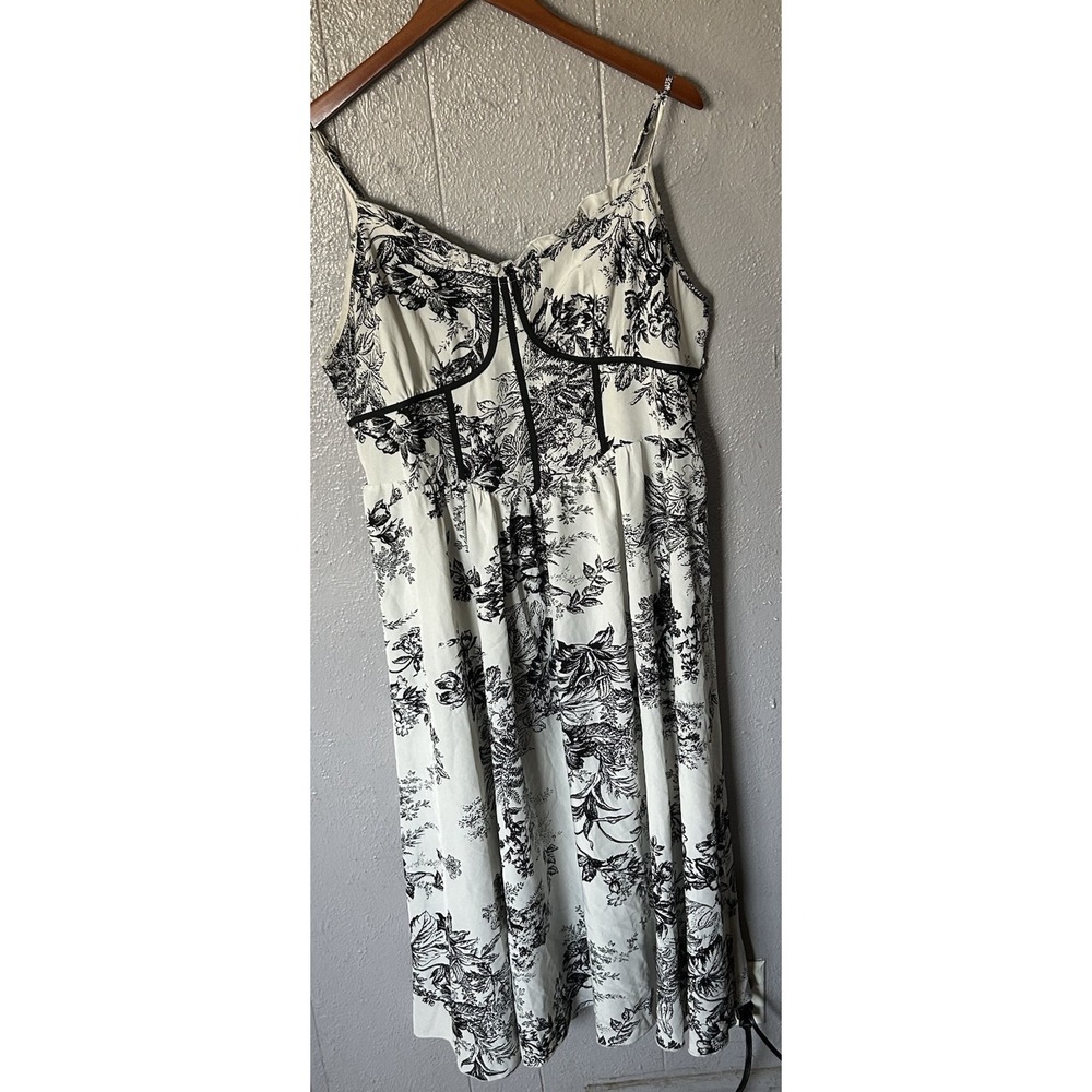 SHEIN Black and White Floral Midi Dress